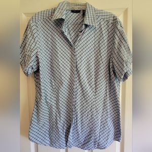 Striped blue button down shirt